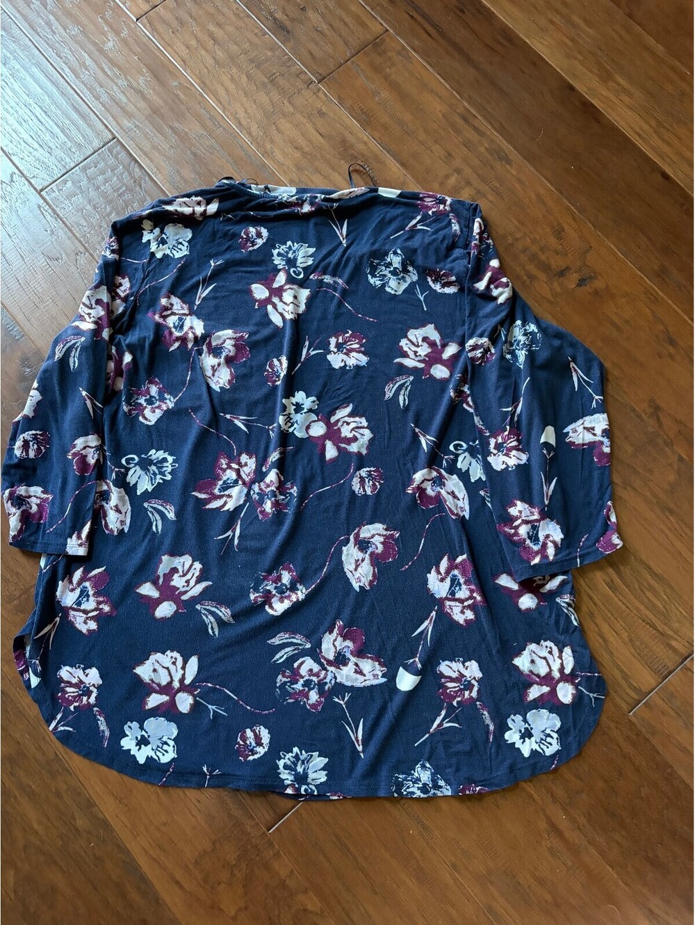 Lila Rose Women's 2X Floral Navy Blue Tunic Top